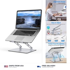 Adjustable Laptop Stand Riser for Desk, Metal Holder, Silver, Up to 8kg picture