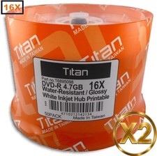 100-Pak Titan =WATER-RESISTANT= White Inkjet Hub =SEMI-GLOSSY= 16X DVD-R's picture