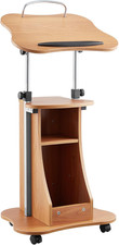 Podium Stand, 43-Inch Wooden Lectern, Portable Laptop Desk with Lockable Wheels, picture