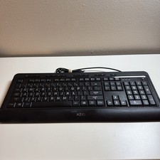 AZIO Tri-Colors Large Font Backlit KB505U Black USB Keyboard - Tested Works picture