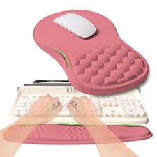 Pink 2In1 Ergonomic Keyboard Mouse Pad Memory Foam Wrist Support Rest Set picture