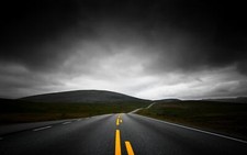 Landscape nature highway dark clouds mountains sky Custom Gaming Mat Desk picture