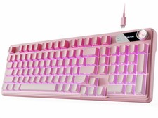 V102 Wired Keyboard, 98 Keys Creamy Gaming Keyboard with Number Pad, Display ... picture