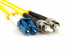 20 PACK LOT 1m LC-ST Duplex 9/125 OS2 Singlemode Fiber Cable OFNR Yellow 3FT picture