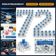 72 PCS 3 Pin Blue Mechanical Keyboard Switches, Clicky Pre-Lubed Dustproof for G picture