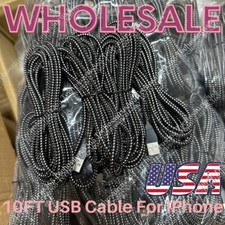 USB Charger Cable Braided 10FT For iPhone 14 13 12 XR X 8 Fast Charging Cord LOT picture