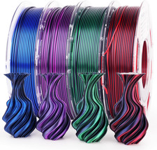 Silk PLA 3D Printer Filament Bundle, Shiny Dual Color PLA Filament 1.75Mm Pack, picture