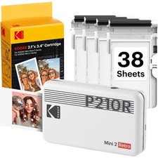 Mini 2 Retro 2x3 Portable Photo Printer, 4PASS, 38 Sheets, White picture