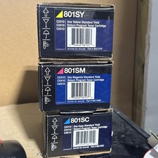Set of 3 Genuine Lexmark 801 High Yield R.P Toner Cartridges  801SY 801SM 801SC picture