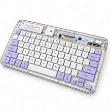 Purple Transparent Bluetooth Keyboard 78-Key RGB Wireless Cute iOS Android PC picture