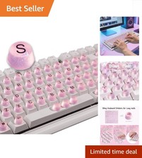 Pink Bling Keyboard Stickers for Long Nails - Silicone, Universal Fit, 64pcs picture