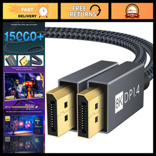 8K DisplayPort Cable 1.4, 32.4Gbps High-Speed DP Cord, 6.6ft - Grey picture