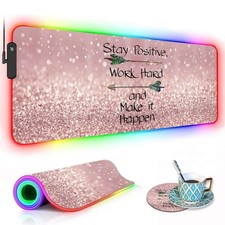 RGB Gaming Mouse Pad with Coffee Coaster, XXL Large Glowing LED Mousepad, Ant... picture