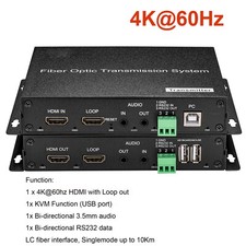 4K 60Hz Ultra HD HDMI over Fiber Converter with KVM RS232 3.5 Audio Uncompressed picture