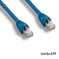 KNTK Blue 25ft Cat6A STP Cable Shielded 10Gbps 24AWG 600MHz Networking RJ45 picture