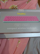 Heyday Pink Bluetooth Wireless Keyboard Windows Mac PC Laptop Silent Typing New picture