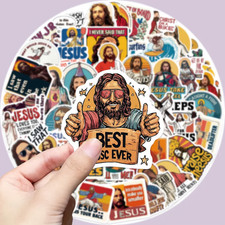 3 Random Funny Jesus Sticker Pack, Suitable for Plastic, Glass, Metal, and More picture