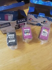 THREE High Yield 63XL Sealed Ink Cartridges 1 Black and 2 Tri-Color Combo Pack picture