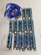 Bulk Crypto Mining GPU Riser Lot 12-Pack PCIe 1x to 16x Boards,Chips &USB Cables picture
