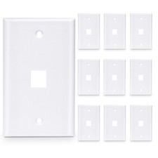 100 Pcs - 1 Port Wall Plate Keystone RJ45 Cat6 Cat5e Insert Jack White WallPlate picture