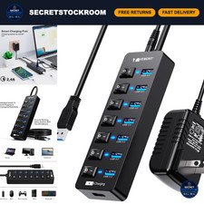 7-Port USB Hub 3.0 with Smart Charging, Individual Switches & 4ft Cable - Multi picture