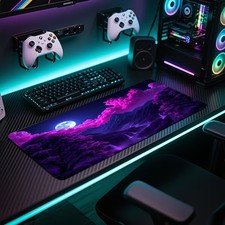 Purple Moonlight Mountain Landscape Mouse Pad Rubber Anti Slip Desk Pad with B picture