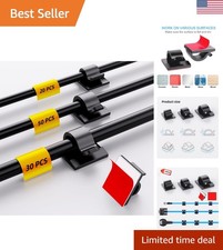 Black Adhesive Cable Holders - 100 PCS, Perfect for Neat Cable Management picture