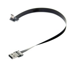 CY Up Angled USB 2.0 Type-A Male to Micro USB 5Pin Male Data Flat Slim Cable picture