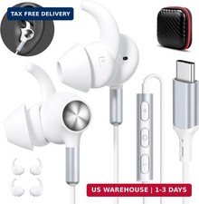 USB C Wired Earbuds, Mic & Volume Control, Anti-Fall/Hurt Wingtips picture