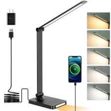 LED Desk Lamp with 5 Color Modes, Touch Dimmable & USB Ports picture