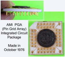 Vintage 1976 AMI White Ceramic PGA Integrated Circuit Computer Chip - Scarce? picture