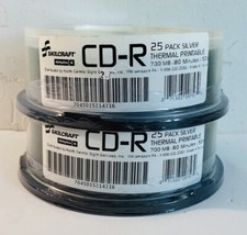 Skilcraft Ability One CD-R 25-Pack Thermal Printable 700MB 80 Min Set of 2 picture