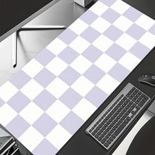 1pc Multiple Sizes Large Plaid Gaming Mouse Pad - Soft Lavender and White, Non picture