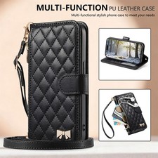 Strap Grid Leather Card Wallet Cover Case For S26 S25 S23 S24 S21 S20 FE S22 picture
