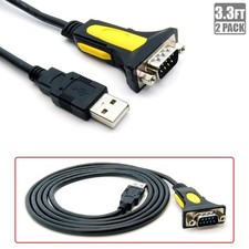 2x 3.3FT USB Type A to DB9 RS232 Serial Male Adapter Cable with Prolific Chipset picture