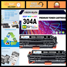 304A Black Toner Cartridge Replacement for Color LaserJet CP2025 (2-Pack) - High picture