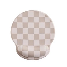 Beige Khaki Checkered Mouse Pad Gel Wrist Rest Support Ergonomic Desk PC picture