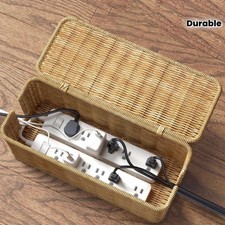 Woven Cable Management Box Organizer with Lid for Home Office Desk picture