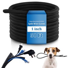 50ft 1 Inch Split Wire Loom Tubing Flame Retardant Braided Cable Sleeve picture