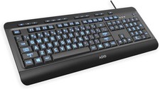 Azio Large Print Keyboard - USB Computer Keyboard with 3 Interchangeable Backlig picture