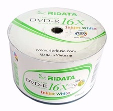 100 RIDATA Blank 16X DVD-R DVDR White Inkjet Printable 4.7GB Recordable Disc picture