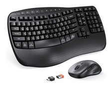 MEETION Wireless Ergonomic Keyboard Mouse Combo Wave Keys Wrist Rest picture