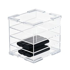 Acrylic 4-Bay Desktop External Hard Drive Organizer Holder Clear Storage Case picture
