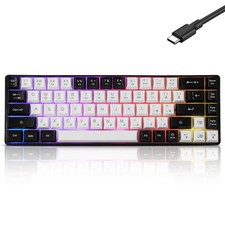 Wired Portable 60% Mechanical Gaming Keyboard 68 Keys Red Switch PC White picture