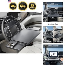 Large Car Steering Wheel Tray Back Seat Headrest Tray with Phone Holder, Stee... picture