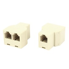 2pcs RJ11 6P4C 1 to 2 Female Socket Connector Telephone Modular Splitter Adapter picture