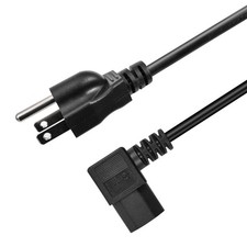 3 Prong leght Angle Power Cable 10ft Heavy Duty AC Cables forC13 Angle Type C... picture