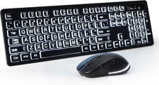 Large Print Backlit Wireless Keyboard and Mouse, 2.4G Full Size Keyboard and Mou picture