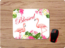 FLAMINGO BLESSED RELIGIOUS CUSTOM MOUSE PAD HOME OFFICE TROPICAL DECOR  picture