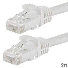 2FT Cat6 UTP Network Ethernet Internet Cable FLEXboot Wire White 550MHz LAN 2' picture